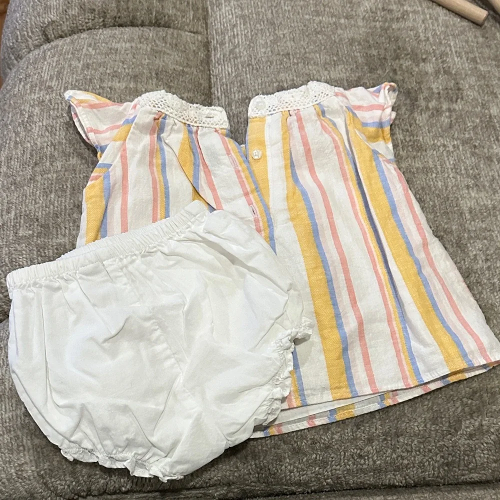 Janie and Jack Baby Girl Striped Top Bloomers Set 6-12M EUC